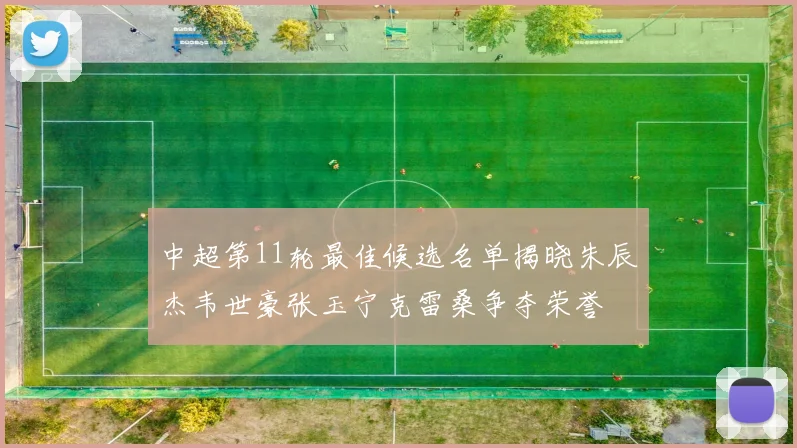 中超第11轮最佳候选名单揭晓朱辰杰韦世豪张玉宁克雷桑争夺荣誉